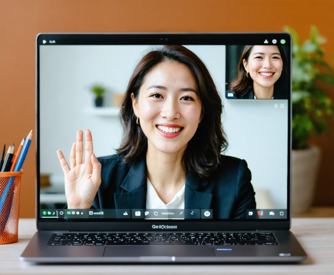 Mentor im Video-Call am Laptop